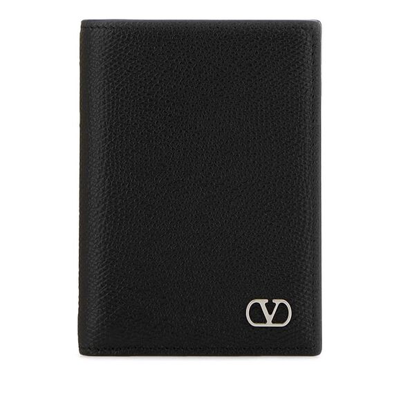 Valentino Garavani Men Black Leather Card Holder